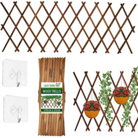 Garden Expanding Trellis for Climbing Plants (250cm x 35cm) With Wooden Trellis Panels for Elegant Garden