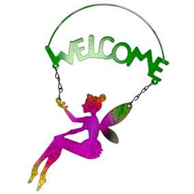 Garden Fairy Sign Metal Fairy Welcome-Hanging Decoration