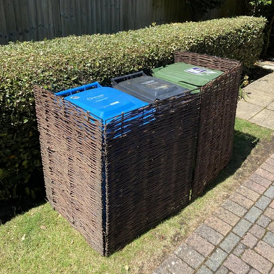 Garden Fence Trash Can Fence Rattan Yard Privacy Fence Outdoor Animal Barrier Flower Bed Border