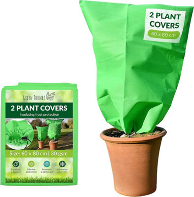 Garden Fleece Cover Drawstring Bags for Winter Plant Protection Durable Frost and Insect Protection (60cm x 80cm)