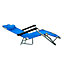 Garden Folding Easi Recline Sun Lounger Blue Zero Gravity Deck Patio Chair + Pillow