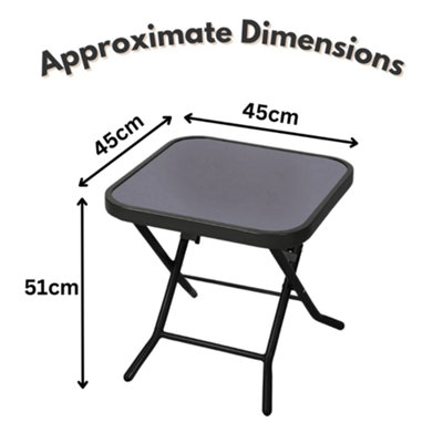 Garden Folding Glass Side Table Outdoor Patio Furniture