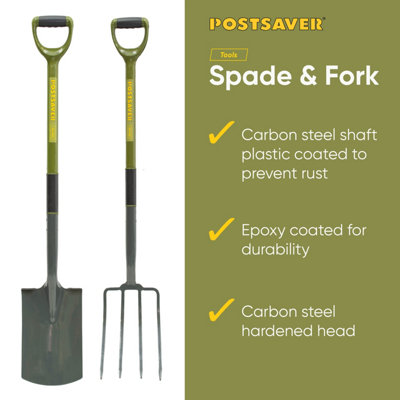 Garden Fork & Spade Set with solid forged carbon steel with Steel Handle coated in PCV with Re enforced shaft (FREE DELIVERY)