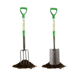 Garden Fork & Spade Shovel Set Carbon Steel Heavy Duty Digging Gardening Tools