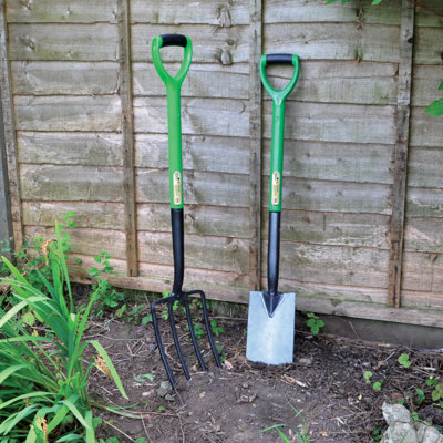 Garden Fork & Spade Shovel Set Carbon Steel Heavy Duty Digging Gardening Tools