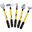 Garden Fork, Weeder, Shovel, Hoe and Rake with Telescopic Handles 25in to 37in