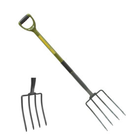 Garden Fork with solid forged carbon steel fork head with Steel Handle coated in PCV with Re enforced shaft