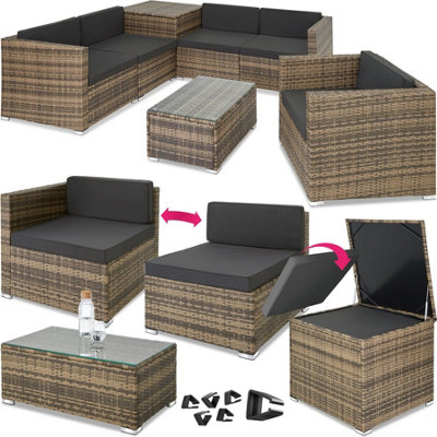 Garden Furniture Pisa - sofa set, armchair, coffee table, cushion storage box - nature