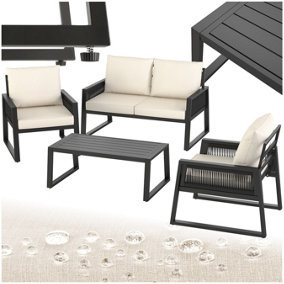 Garden Furniture Set Capri in a Corded Design and Aluminium Frame - anthracite