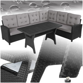 Garden Furniture Set Catania - for 6 people, weather-resistant, thick cushions - black