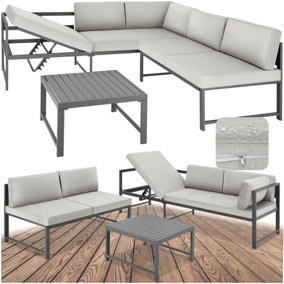 Garden Furniture Set Faro - corner sofa, coffee table, reclining sun lounger - grey