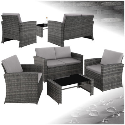 Garden Furniture Set Jesolo - 2 armchairs, 1 sofa,  and coffee side table - grey/light grey