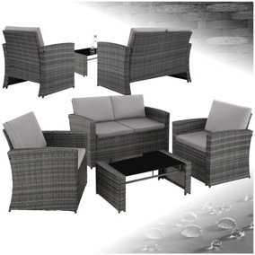 Garden Furniture Set Jesolo - 2 armchairs, 1 sofa,  and coffee side table - grey/light grey