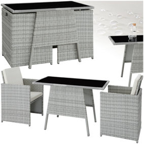 Garden Furniture Set Lausanne - 2 chairs, 1 table, bistro set, weather resistant - light grey