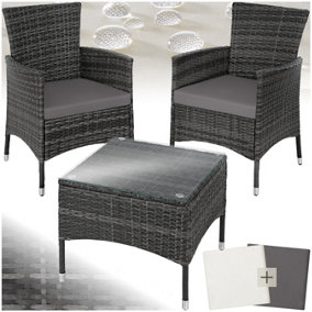 Garden Furniture Set Lucerne - 2 armchairs, coffee table, two sets of cushion covers - grey