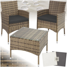 Garden Furniture Set Lucerne - 2 armchairs, coffee table, two sets of cushion covers - nature