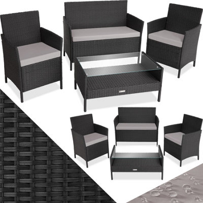 Garden Furniture Set Madeira - sofa, 2 armchairs, coffee table - black/grey