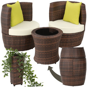Garden Furniture Set Nizza - 2 chairs, side table, bistro set. compact storage - black/brown