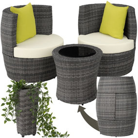 Garden Furniture Set Nizza - 2 chairs, side table, bistro set. compact storage - grey