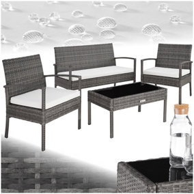 Garden Furniture Set Sparta - seats 4, 2 chairs, 1 sofa, & 1 coffee table - grey