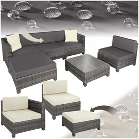 Garden Furniture Set Trieste- polyrattan and aluminium, thick cushions, 2 cover sets - grey