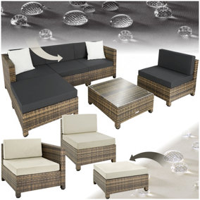 Garden Furniture Set Trieste- polyrattan and aluminium, thick cushions, 2 cover sets - nature