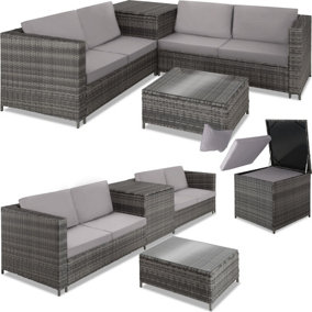 Garden Furniture Siena - for 4 people, with large storage box - grey/light grey