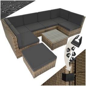 Garden Furniture Venice - set for 6 to 7 people, outdoor sofas, table and stool - nature