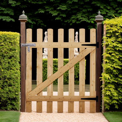 Garden Gate Pine Wood Outdoor Gate, Freestanding Wood Fence Partition for Home Yard with Latch, H 90 cm