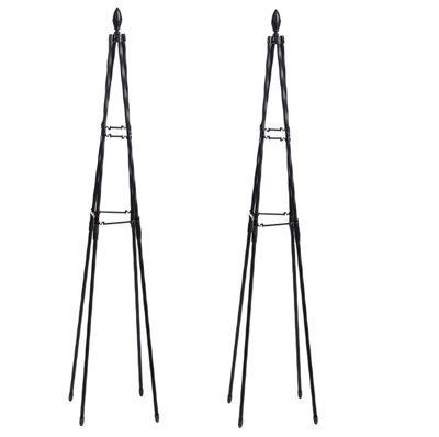 Garden Gear 1.5m Metal Tower Trellis, A-Shape Design, Plastic-Coated Steel, Easy Assembly, Ideal for Climbing Plants (x2)
