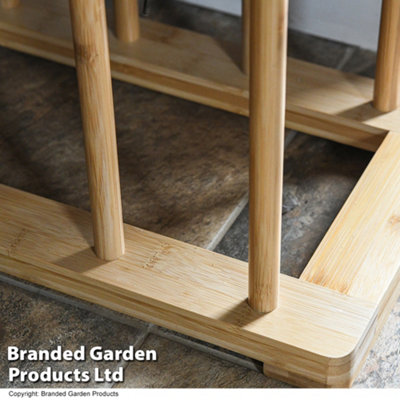 Garden Gear 6 Pair Bamboo Welly Boot Rack 2 Tier Stand Free Standing Storage DIY at B Q