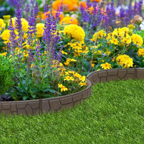 Garden Gear Eco Friendly Border Edging Garden EZ Edging Stone Effect Recycled Rubber Tyre for Lawn & Patio (2 x 120cm)