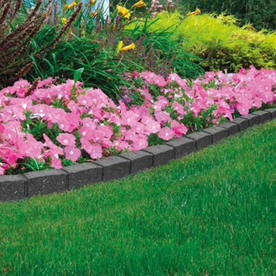 Garden Gear Garden Border Flexible Edging Stone Effect Eco Friendly Recycled Rubber (12 x 120cm, Grey)