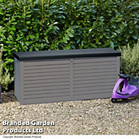 Garden Gear Grey Lockable Storage Patio Box with Sit-on Lid Weatherproof Polypropylene Secure Outdoor Seating (490 Litre Box)