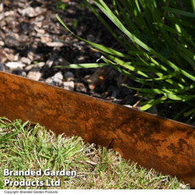 Garden Gear Heavy Duty Metal Border Edging 1m Easy Installation Rustproof Landscaping Flowerbed Pathway (Corten Steel) Set of 4