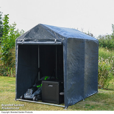 Garden Gear Heavy Duty Portable Shed/Garage Storage, Steel Frame, Waterproof Weatherproof Polyethylene Cover Apex Roof (4ft x 6ft)