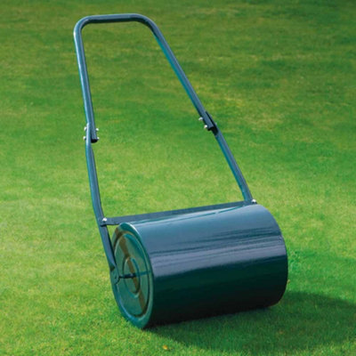 Garden Gear Lawn Roller Heavy Duty Galvanised Steel Manual Push Rolling Drum, Water or Sand Filled, 30L