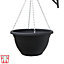 Garden Gear Outdoor Wall Hanging Baskets with Chains, 35cm Garden Flower Plant Pots, Black Easy Fill Planters Outdoor Garden (x1)
