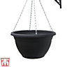 Garden Gear Outdoor Wall Hanging Baskets with Chains, 35cm Garden Flower Plant Pots, Black Easy Fill Planters Outdoor (x2)