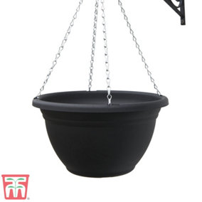 Garden Gear Outdoor Wall Hanging Baskets with Chains, 35cm Garden Flower Plant Pots, Black Easy Fill Planters Outdoor (x2)