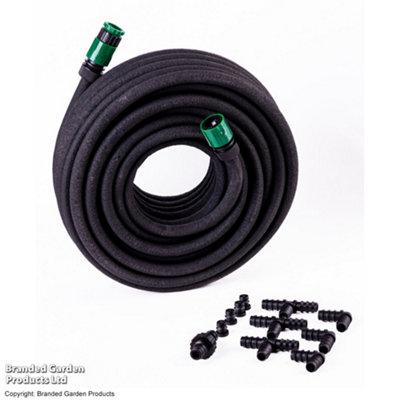 Garden Gear Soaker Hose Kit 50m Slow-Release Irrigation System for Allotments Gardens Recycled Rubber with Connectors