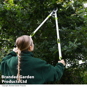 Garden Gear Telescopic Bypass Lopper Effortless 4.5cm Carbon Steel Cutting Blades Extended Reach up to 93cm
