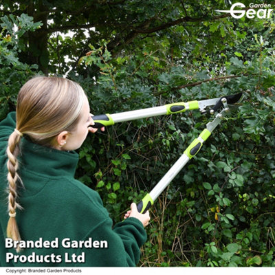 Garden Gear Telescopic Bypass Lopper Effortless 4.5cm Carbon Steel Cutting Blades Extended Reach up to 93cm