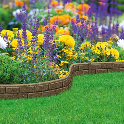 Garden Gear Ultra Curve EZ Brick Effect Border Eco Friendly Weatherproof Edging, Recycled Rubber for Path (12 x 1.22M)