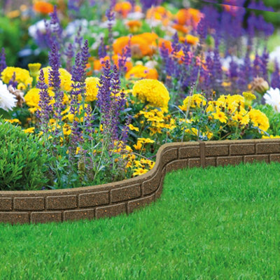 Garden Gear Ultra Curve EZ Brick Effect Border Eco-Friendly Weatherproof Edging, Recycled Rubber for Path & Patio (1 x 1.22M)