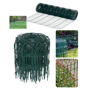 Garden Green PVC Coated Border Straight Edge Fence 10M X 0.6M