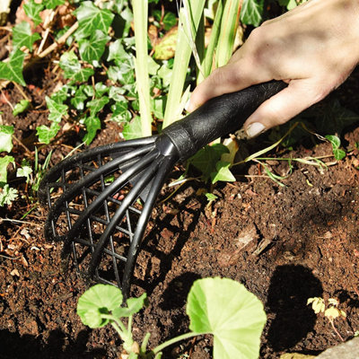 Garden Hand Claw Rake - 5 Prong Outdoor Garden Cultivator & Raking Tool with Criss-Cross Design to Sift Out Debris & Stones