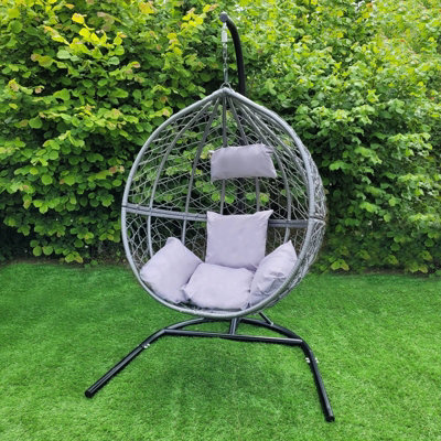 Garden Hanging Rattan Egg Chair Grey DIY at B Q