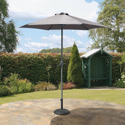 Garden Havana Grey 2.2m Parasol w/Crank Alum/Steel Char. Frame