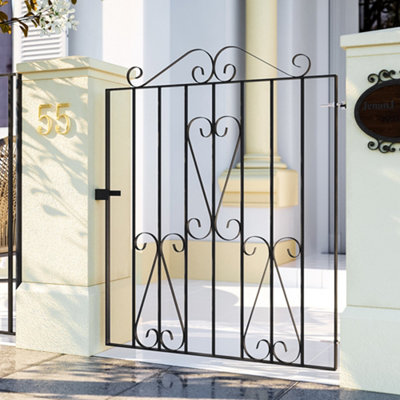 Garden Home Decorative Garden Fence Gate Arched Top 104 x 85 cm Black